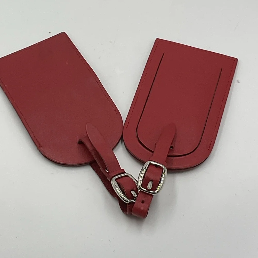 Levenger Leather Luggage Tag Red Color - Set Of 2